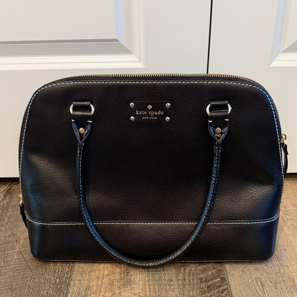 kate spade Black Dome Satchel with Gold-Tone Plaque